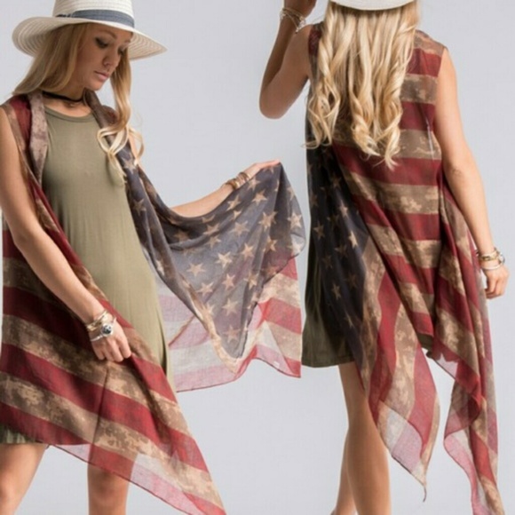 No brand name Jackets & Blazers - 🇺🇸American Flag Shawl Vest. Beach cover one size